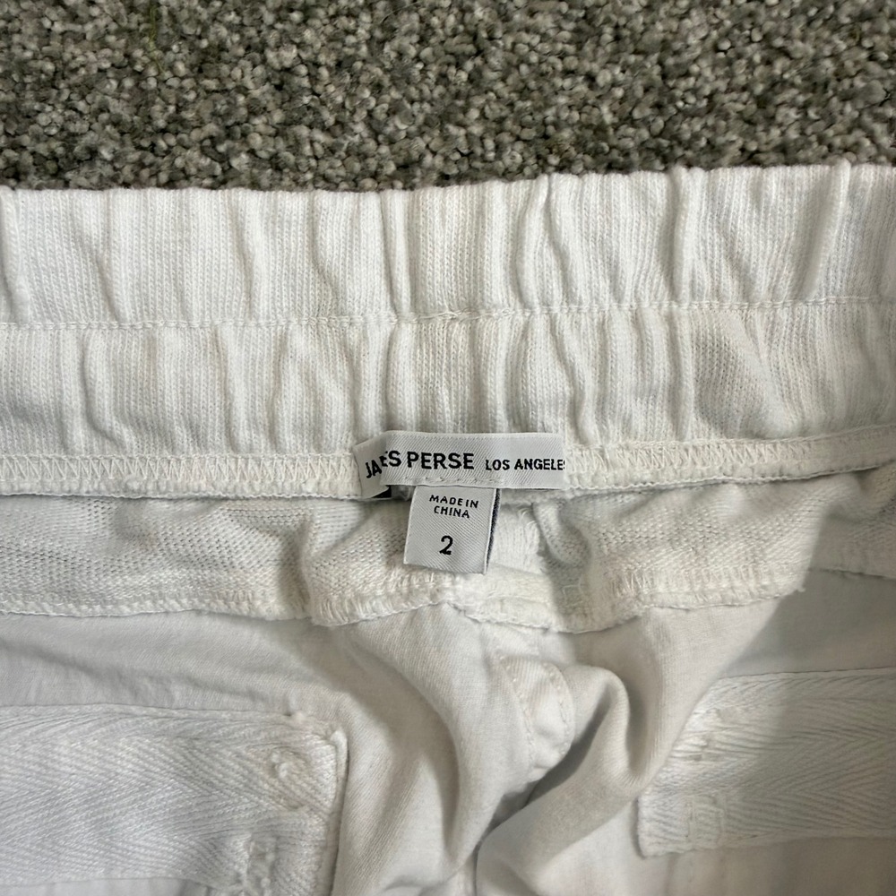 James Perse Los Angeles White Cotton Blend Drawstring Jogger Pants Size 2 - Picture 7 of 11